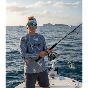 Huk Men's Kelp Wash Pursuit Long‎ Sleeve T-Shirt, XXL - Volcanic Ash Heather